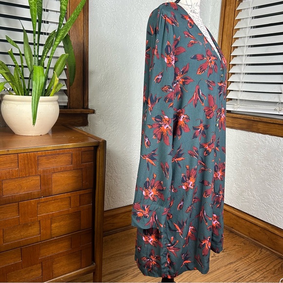 Madewell | Floral Print Easy Dress Long Sleeve Button Front Size L - Picture 10 of 15